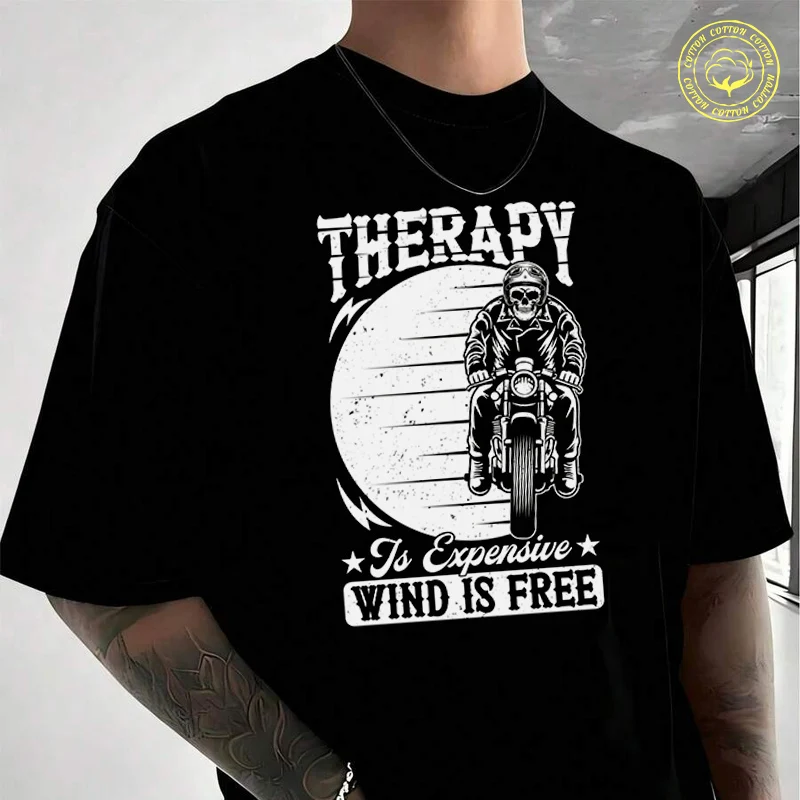 

Мужская хлопковая футболка Therapy Is Expensive Wind Is Free, новая повседневная футболка с круглым вырезом и коротким рукавом, летняя уличная одежда
