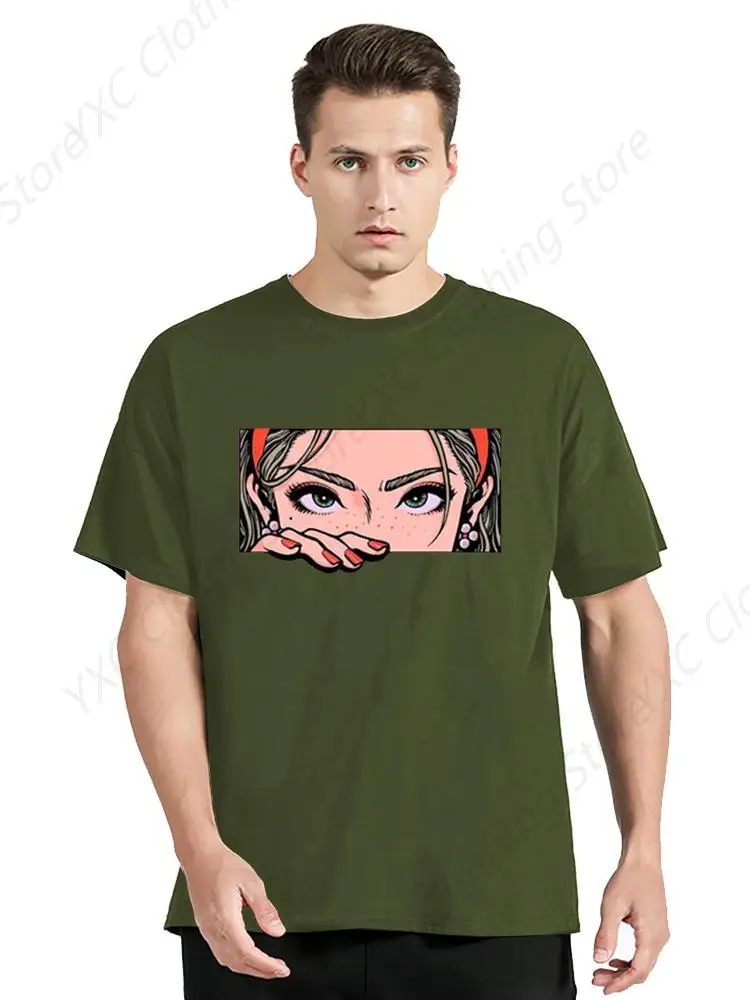 Sexy Lips Print Men's T-shirt- Short Sleeve Crew Neck Soft Fitted Tees S - 6XL Fresh Classic Basic Tshirts