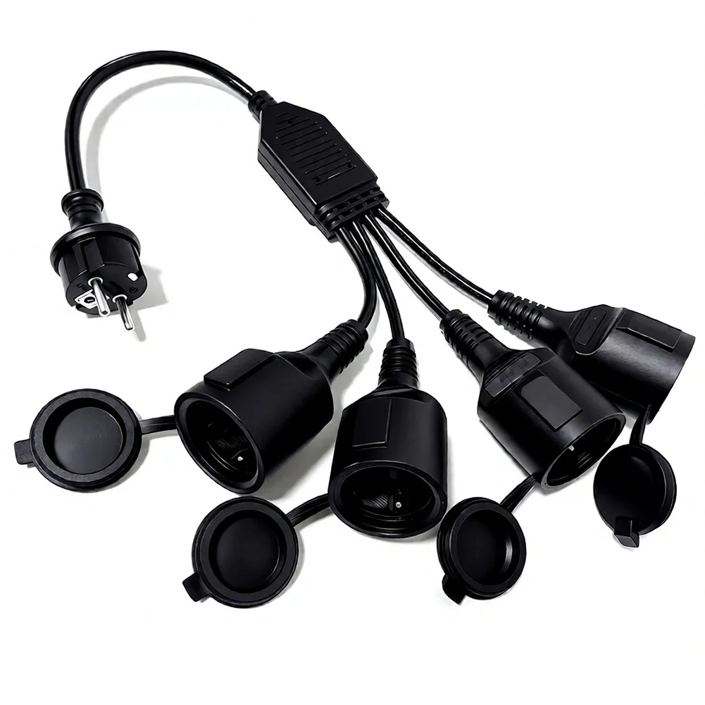 

For Outdoor Use Black Power Extension Cord Overload Protection Multiple Device Support Weatherproof Construction
