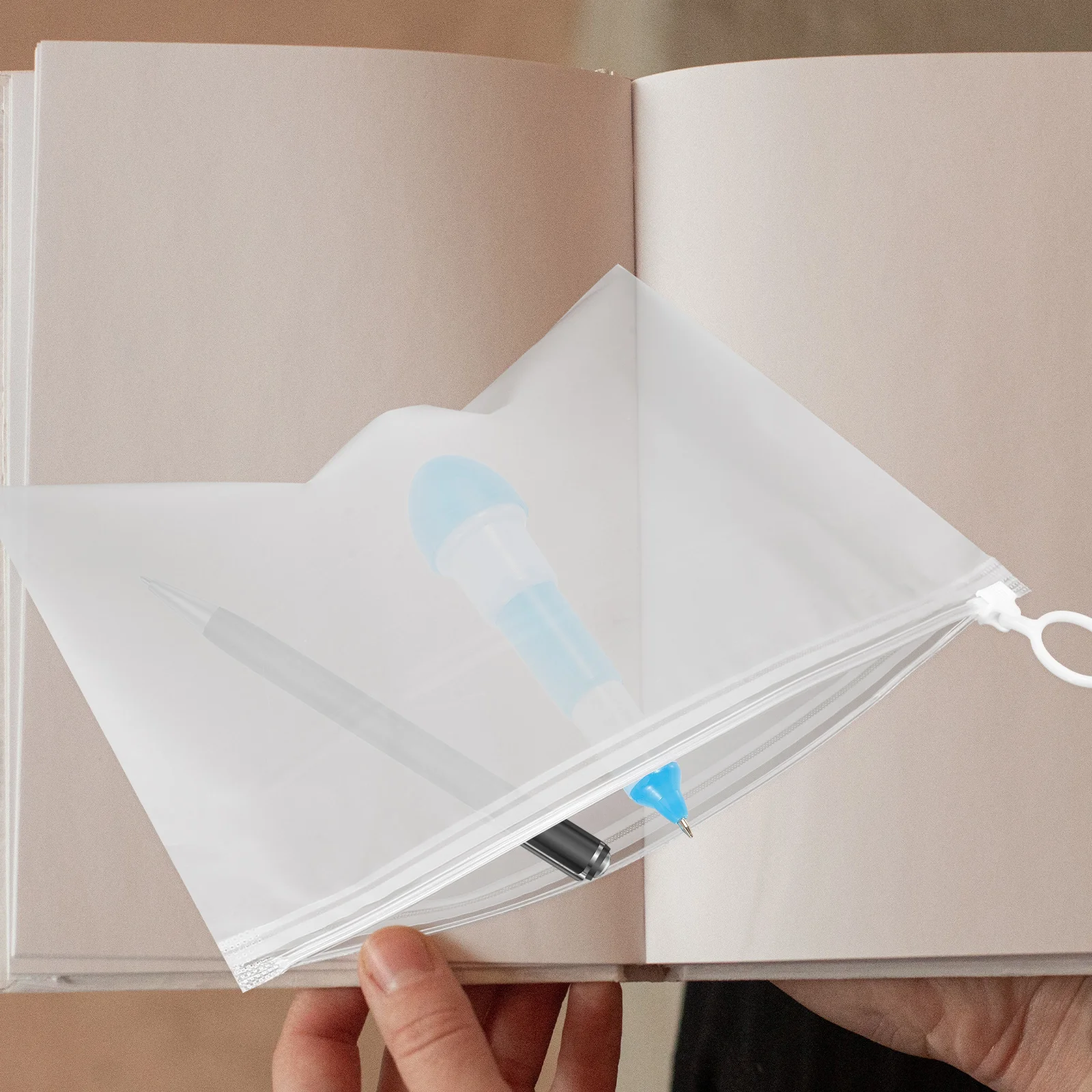 

20pcs Storage Bag Pencil Bags Zipper Case Clear Transparent White Travel Large Capacity Waterproof Dustproof