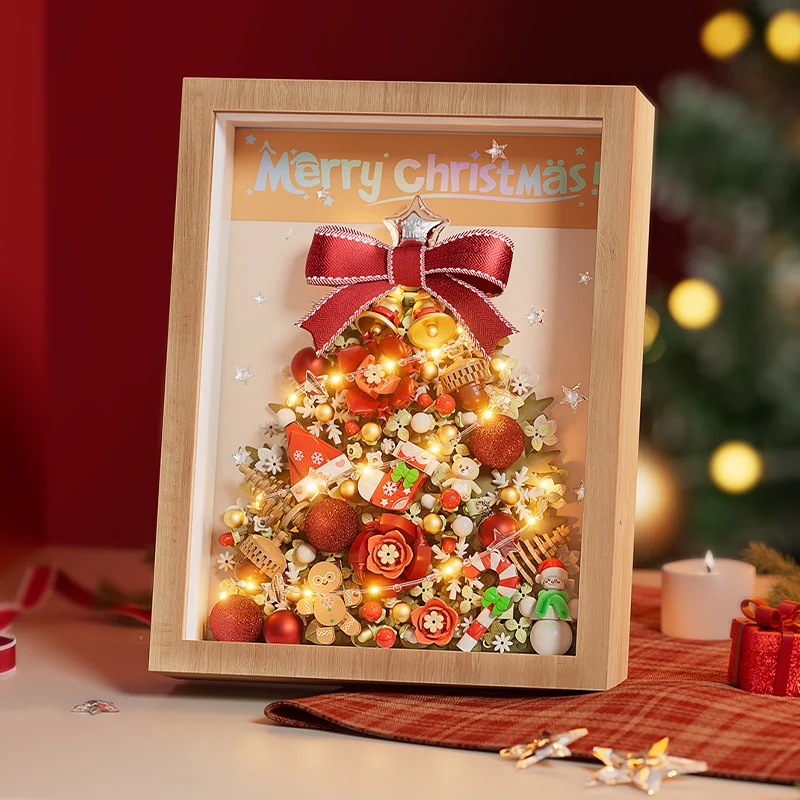 Creative Merry Christmas Tree Building Blocks Drawing Toys Loz Bricks MOC Santa Bell With Lights Xmas Display Box Christmas Gift