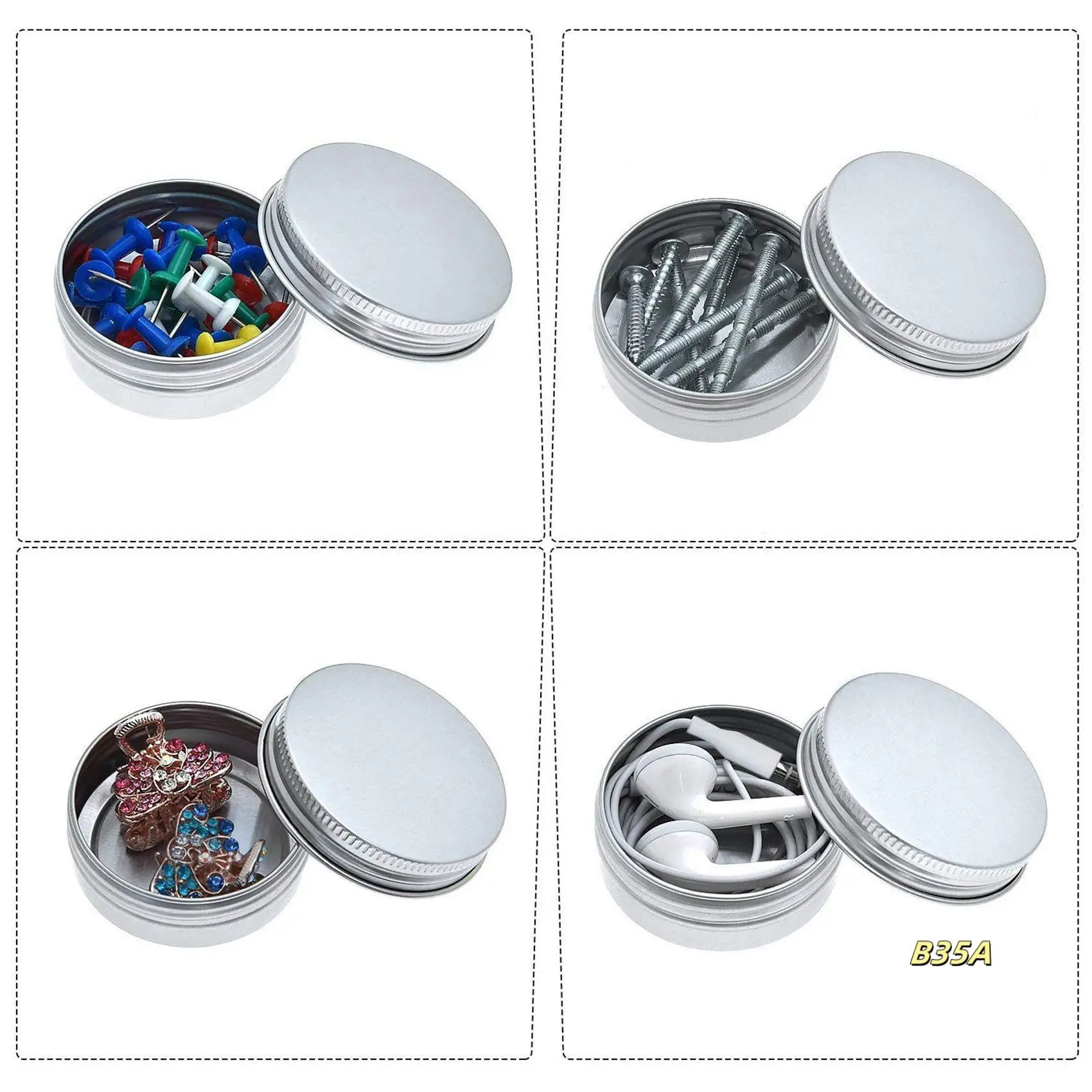 

80X Screw Top Round Aluminum Tins Cans - Aluminum Screw Lid Round Tin Container Bottle