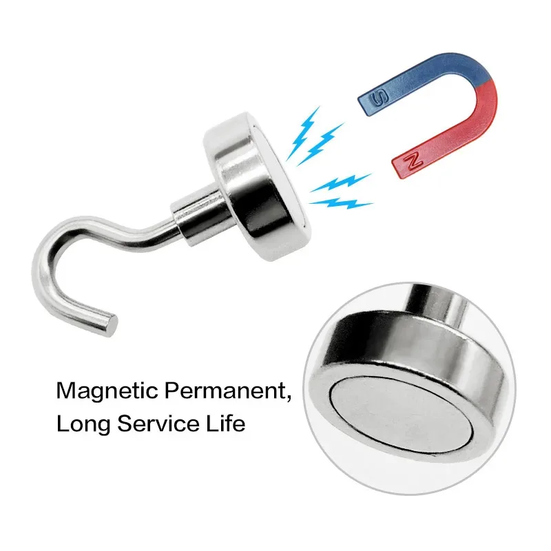 1-10PCS Strong Neodymium Magnetic Hook Hold Up To 12kg 5Poun