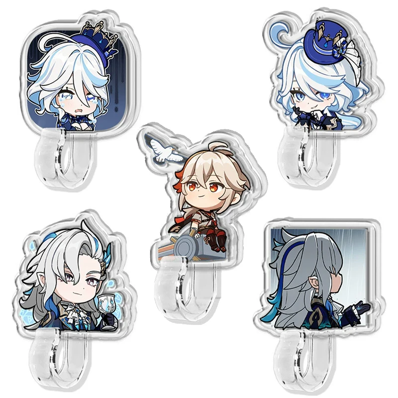 Game Impact Furina Neuvillette Cosplay 5Pcs Strong Self-Adhesive J-hook Waterproof Adhesive Hanging,Bathroom Towel Key Kitchen