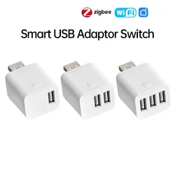 Smart WiFi/Zigbee Micro USB Adaptor Switch 5V Mini 1 2 3 USB Power Adaptor Smart Life Control Via Tuya Alexa Google Yandex Alice