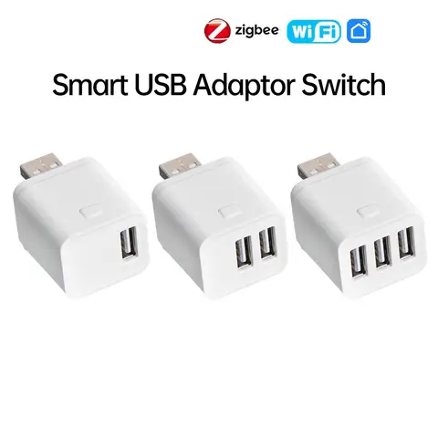 Smart WiFi/Zigbee Micro USB Adaptor Switch 5V Mini 1 2 3 USB Power Adaptor Smart Life Control Via Alexa Google Home Yandex Alice