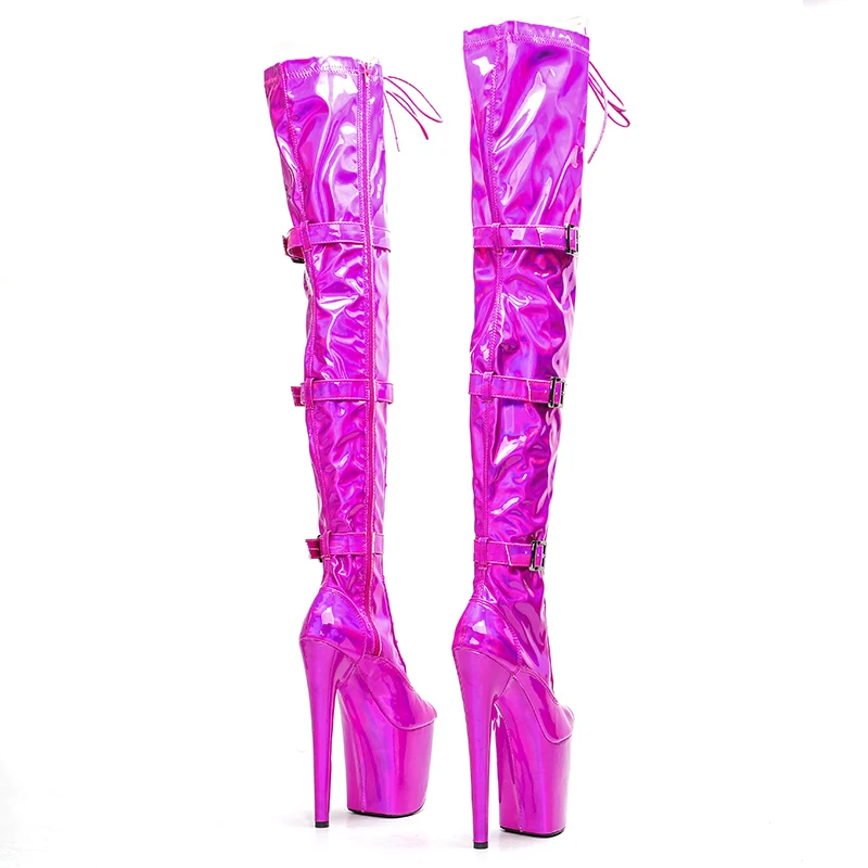 Leecabe 20CM/8inch  PU upper samll open toe  High Heel platform Boots  heels Pole Dancing boot 5B