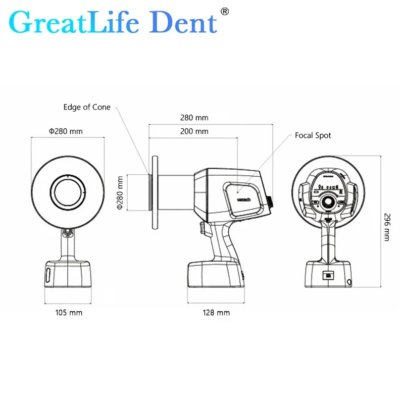 Przenośny aparat rentgenowski do aparatów dentystycznych typu GreatLife Dent Vatech ezniy Air z obudowa ochronna kompatybilnym cyfrowym radiowisiografem Rvg