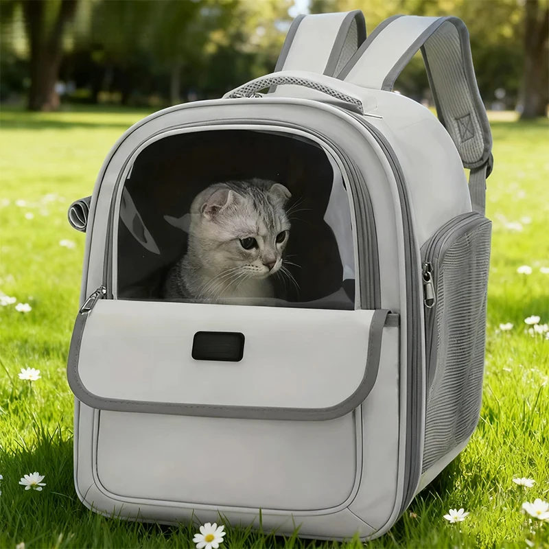 

New Breathable Pet Carrier Backpack, Transparent Window Cat Backpack, Large Capacity Travel Bag for Cats & Small Dogs,