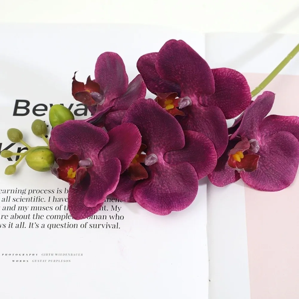

Silk Flower Simulation Butterfly Orchid 5 Heads Real Touch Artificial Phalaenopsis Bouquet Home Decor Photography Props