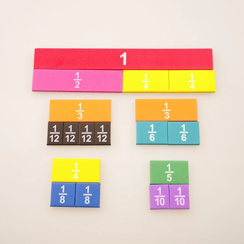 Bright Colored Fraction Tiles Montessori Math Materials Unit Fraction for Kids