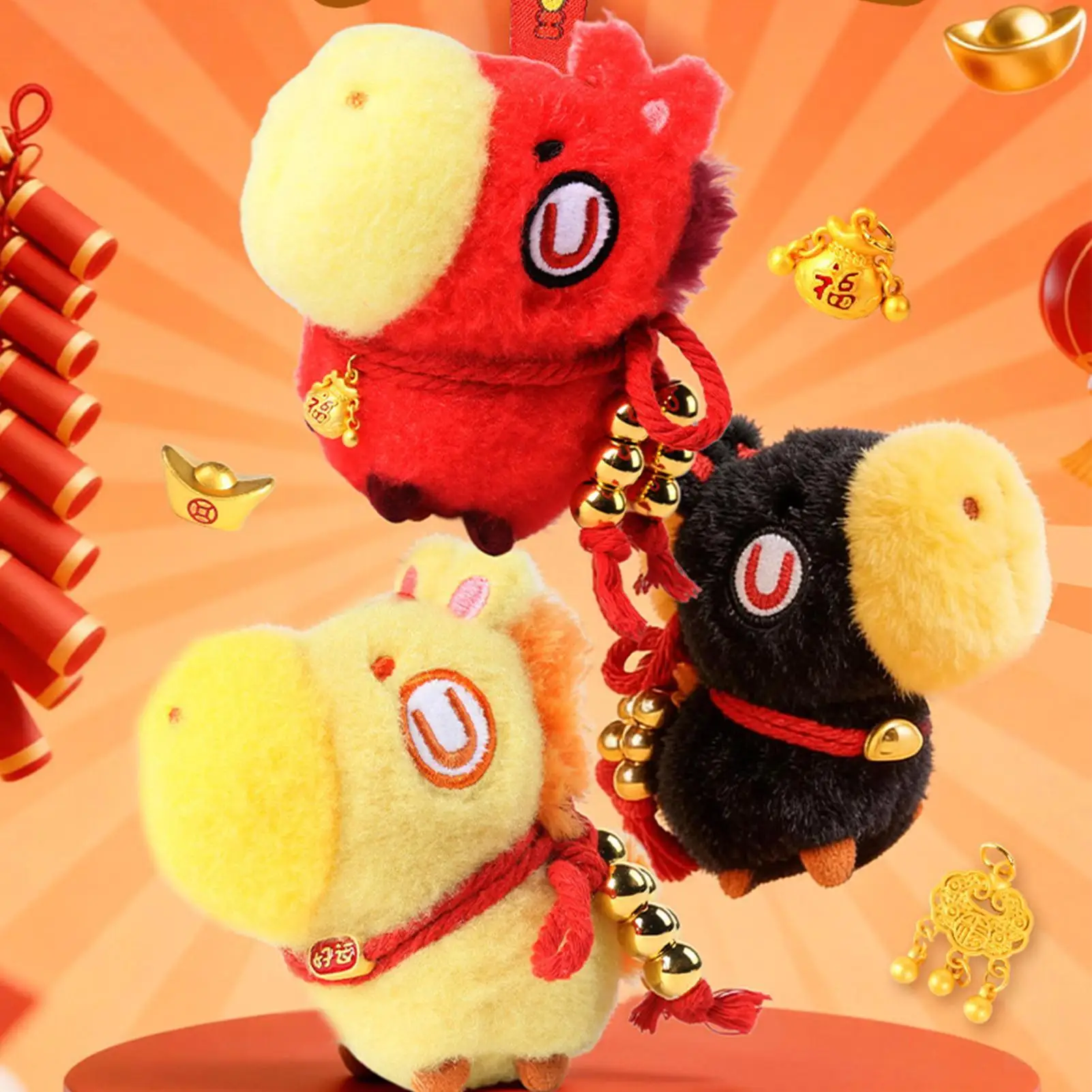 Gunstige paard tas charme 2026 jaar pluche mascotte hanger voor rugzak portemonnee sleutelhanger cadeau voor volwassenen familie vrienden woon-werkverkeer