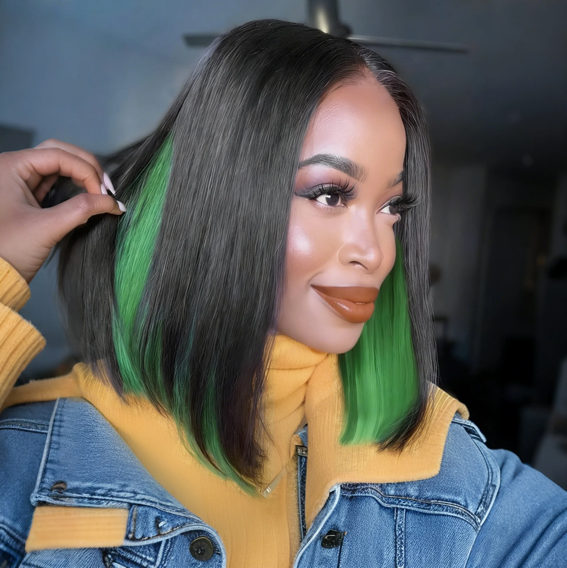 باروكات بوب صناعية مقاس 14 بوصة، باروكة بوب قصيرة مستقيمة للنساء