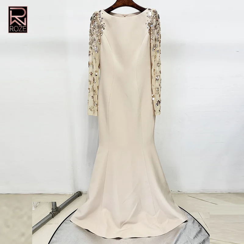 Celebrity Inspired Evening Gown 2025 - Heavy Beaded & Crystalled Dress with Sheer Panels