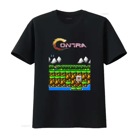 Contra gryzor stage 1 NES Famicom game 8 bit screen T Shirt Arcade classic vintage retro design all sizes vintage Washed