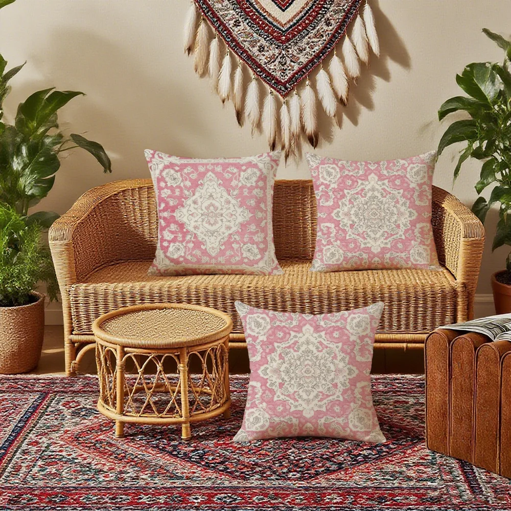 Boho Distressed Oriental Cushion Cover Bedroom Sofa Decorative Home Car Portable Cushion Cover With Zipper Soft Pillowcase