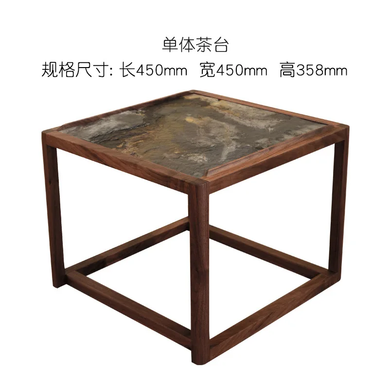 Bay window small tea table Japanese tatami tea table black walnut solid wood balcony zen low table