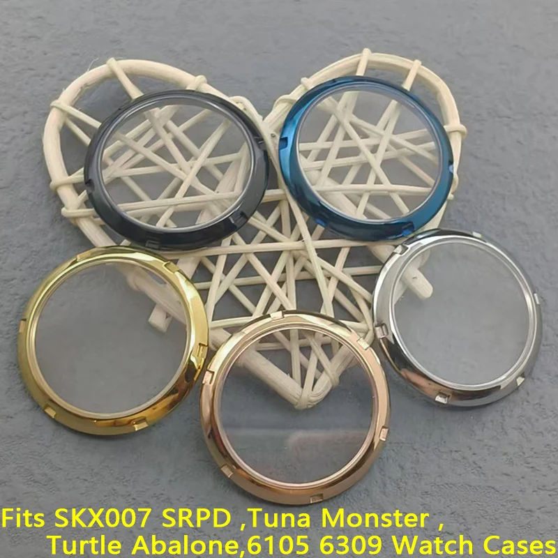 SKX007 Watch Case Back Sapphire Transparent Glass Back Fits SKX007 SRPD Turtle 6105 Tuna Monster NH35 NH36 Watch Case Back Refit