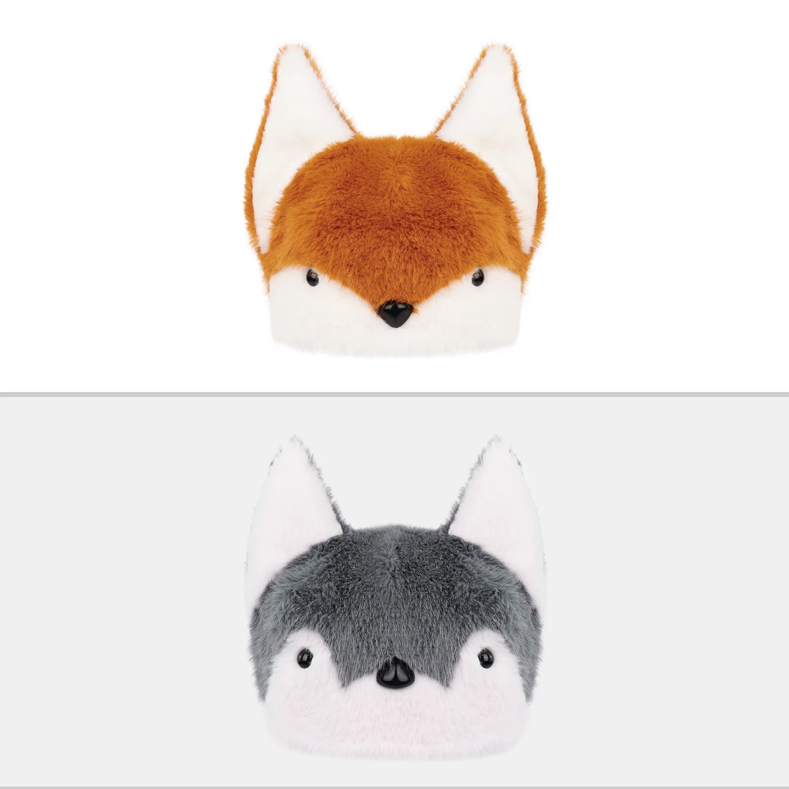 Cute 3D Fox Ear Reversible Plush Bonnet Soft Fluffy Head Cover Cosplay Headgear Carnival Halloween Masquerade Costume Accessory 2