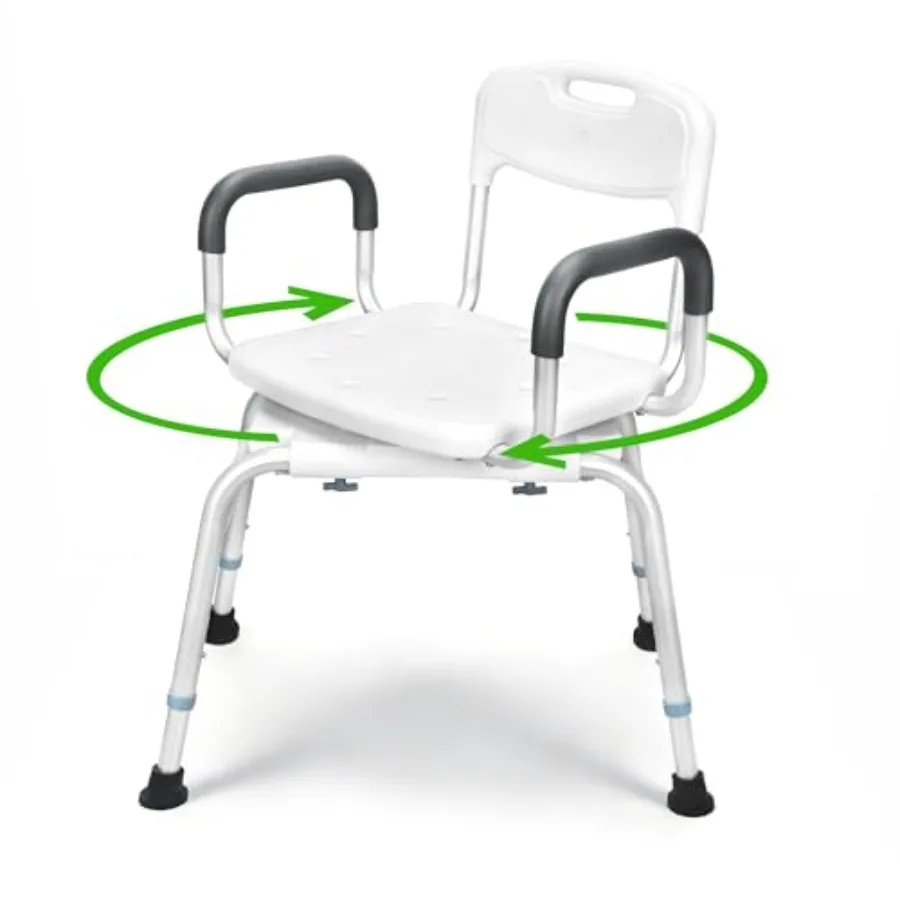 

Swivel Shower Chair for Inside Shower - Heavy Duty Shower Seat with Arms for Elderly and Disabled - Durable Plastic Frame in Bl