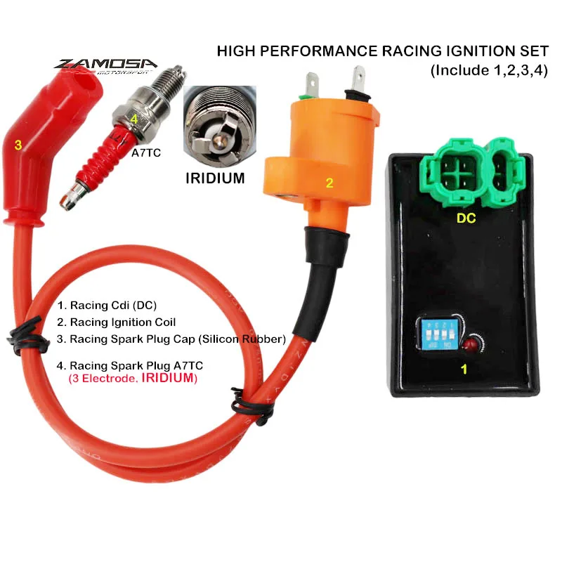 

Racing Ignition Coil & DC CDI Box & Spark Plug A7TC For GY6 50 80 110 125 150cc Moped Scooter ATV Go Carts