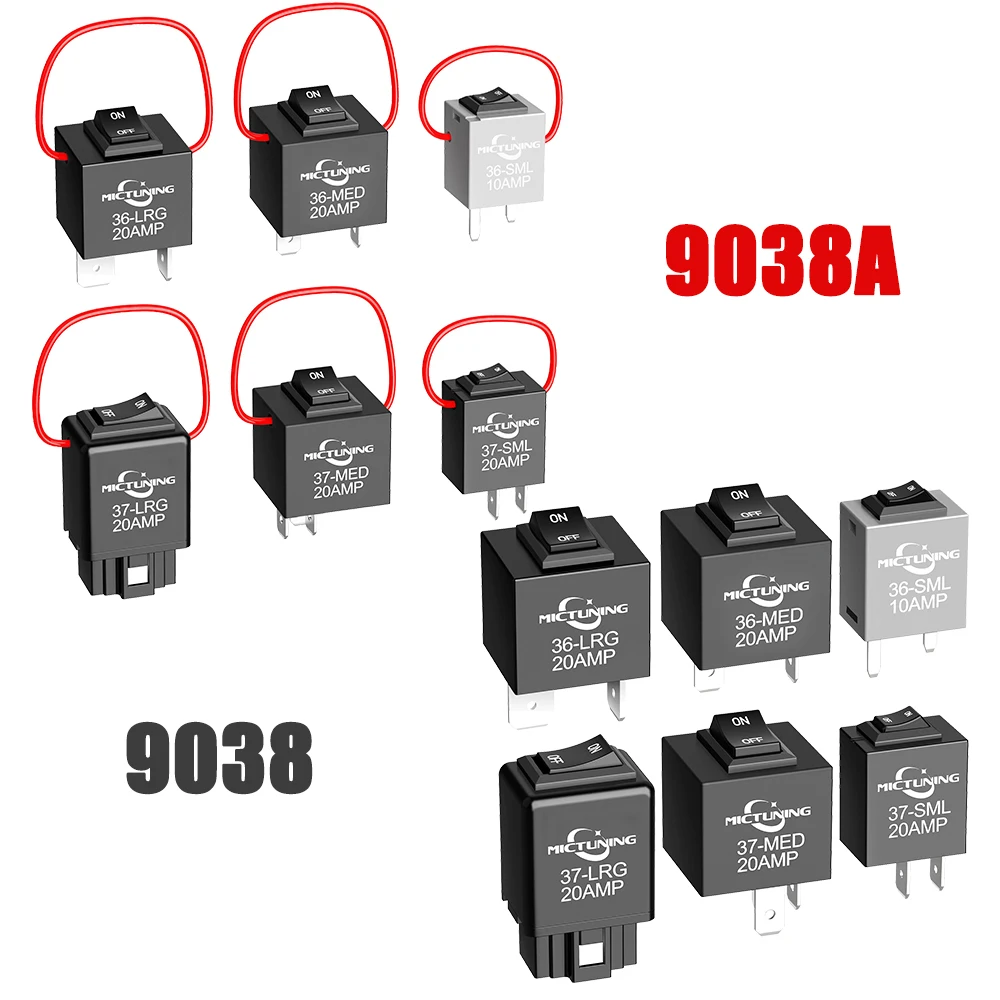 

MICTUNING 6Pack 9038A & 9038 Relay Bypass Switch Kits 20AMP for Fuel Pump Relay Tester, Diagnostic Scan Tool, Master Switch Kit