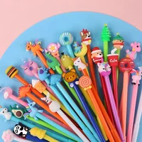 30/40/50 unids/lote bolígrafo de Gel Kawaii de dibujos animados 0,5mm tinta negra escritura papelería escuela Oficina suministros patrón aleatorio bolígrafos neutros