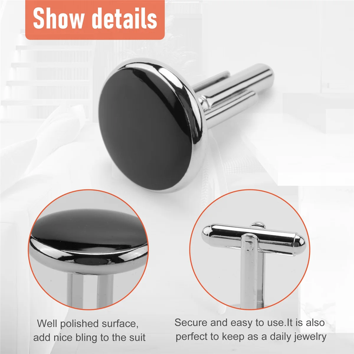 SCYA Set di gemelli e borchie per camicie da smoking, matrimonio aziendale, 2 gemelli e 6 borchie