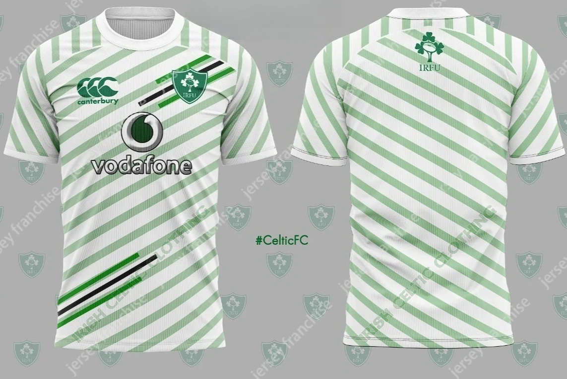 

2025 New Men's Plus Size T-shirt Irish Rugby Jersey Quick Drying Sports Fitness Breathable 3D Printed Short Sleeved Top