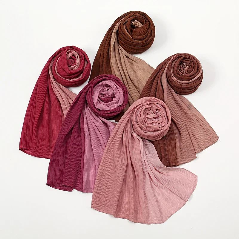 Donne Foulard gradiente sciarpa Bandana elegante scialle lungo Hijab estate protezione solare Tippet Ombre rughe donna musulmana Hijab 2024