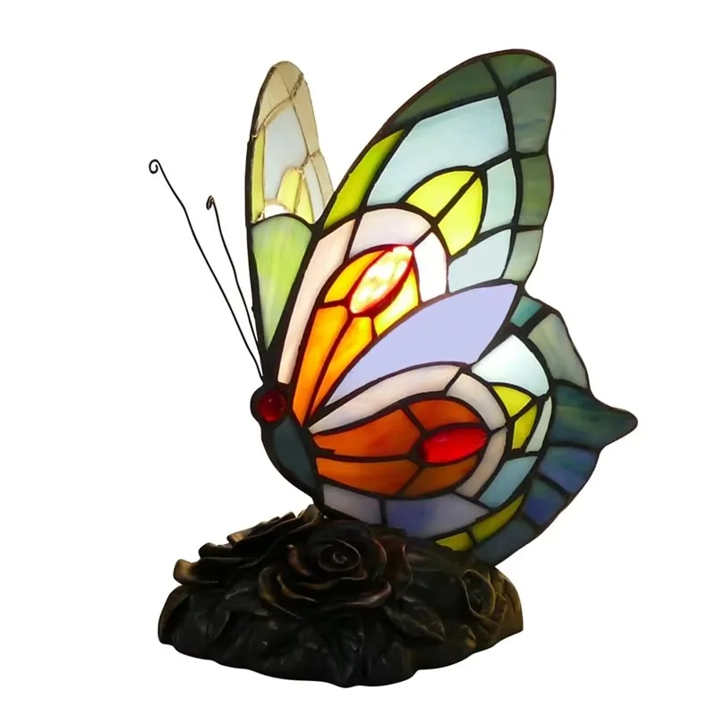 

Beautiful butterfly lamp, style stained glass desk lamp, retro desk lamp night lamp, for home decoration, gifts
