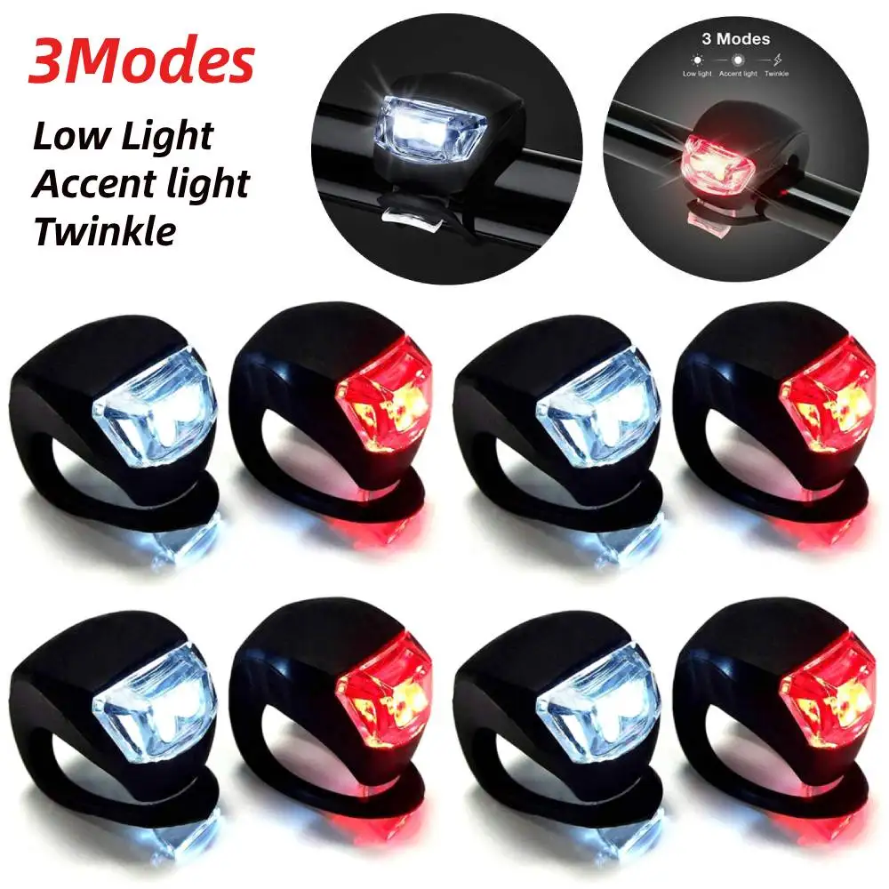 

LED Silicone Bicycle Front Rear Light Set 3 Modes Waterproof MTB Mountain Road Bike Cycling Headlight Night Tail Warning Lamp