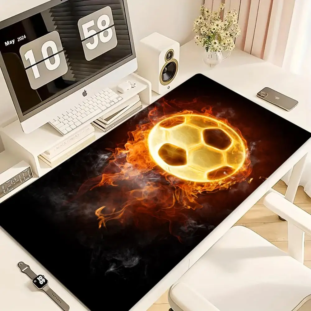 

Flame Football Mouse Pad Computer Accessories Office Game Table Mats Rubber Anti-slip Gaming Keyboard Mousepads Desk Pads 40X90