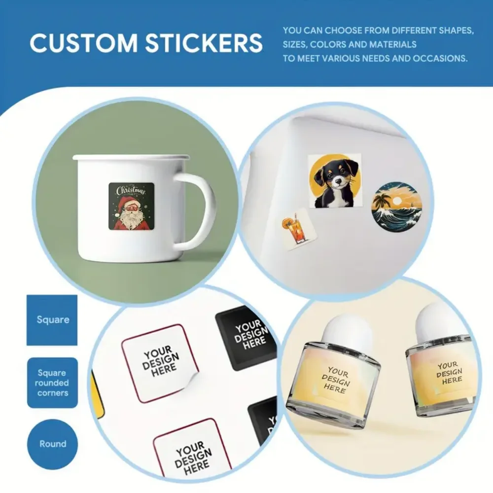45–50 Stück personalisierte Aufkleber – 4 einzigartige Materialien (weißes PVC, klar, holografisch, Kraft) – entwerfen Sie Ihr eigenes! – Detail 10