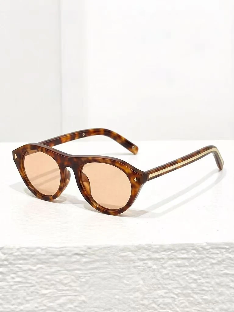 Retro Cat-Eye Tortoiseshell Braune Sonnenbrille für Damen – Hochwertige Metallverzierte Brille im Gesichtsstraffenden Stil – Europäischer und Amerikanischer Look