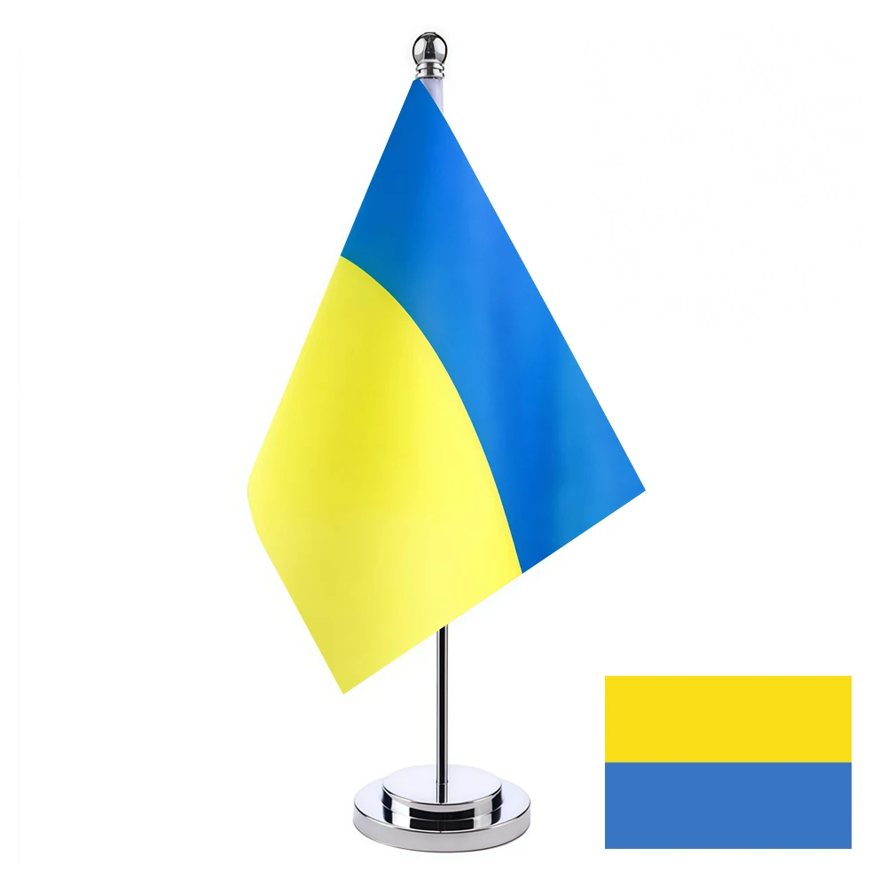 CYPOMELO office desk flag Ukraine flag 14x21cm Ukraine desktop small decorative flag (with flagpole)