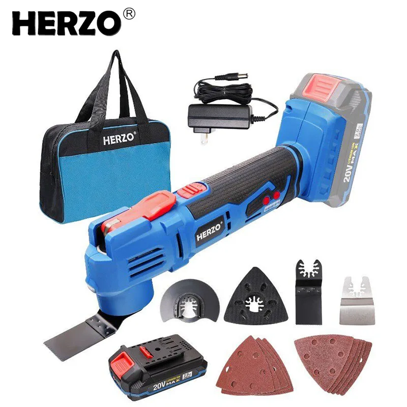 HERZO Cordless Multi Oscillating Tool 20V Brushless Shovel Battery Powered Multi Tool for Cutting, Scraping and Sandin