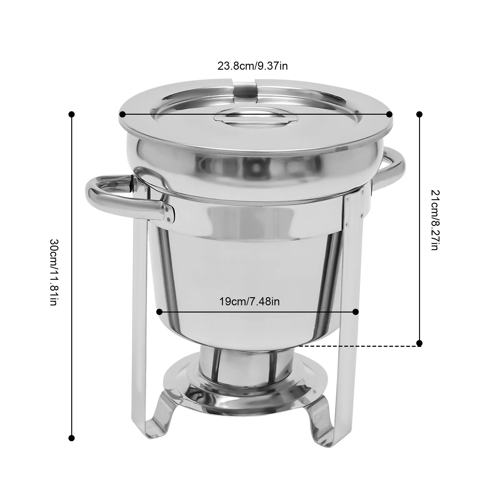 7,4 Quart (1,85 Gal) Rundes Chafing Dish Set – Buffet-Speisenwärmer aus Edelstahl für Catering und Veranstaltungen, Gasherd