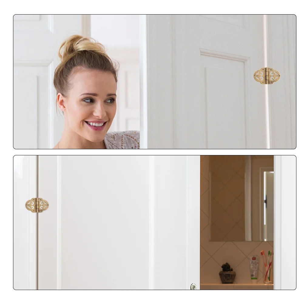 

4Pcs Vintage Cabinet Hinges Copper Material Hollow Carving Design Suitable for Jewelry Boxes Gift Boxes Wine Chests DIY Projects