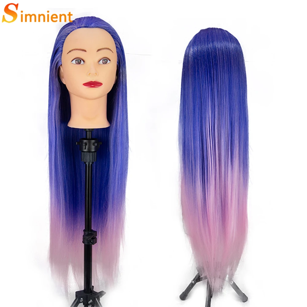 26inch Synthetic Fiber Hair Mannequin Doll Head For Hair Styling Training Head Braiding Manikin Cosmetology Head With Free Gift