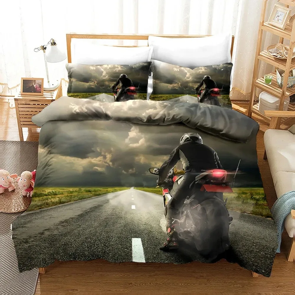 Sexy Girl Motocross Duvet Cover Extreme Sports Theme Bedding Set For Boys Teens Man Microfiber 3D Beauty Queen King Quilt Cover