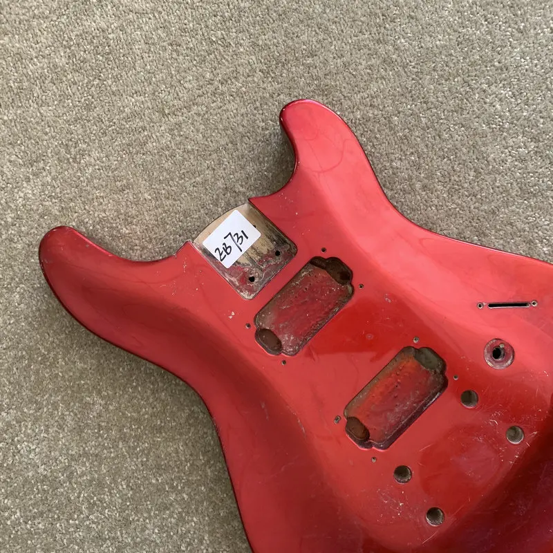 EB731 Metallic Red Color Unfinished Electric Guitar Body Arch Top Bolt-on T-O-M Bridges DIY Replace Guitar Parts