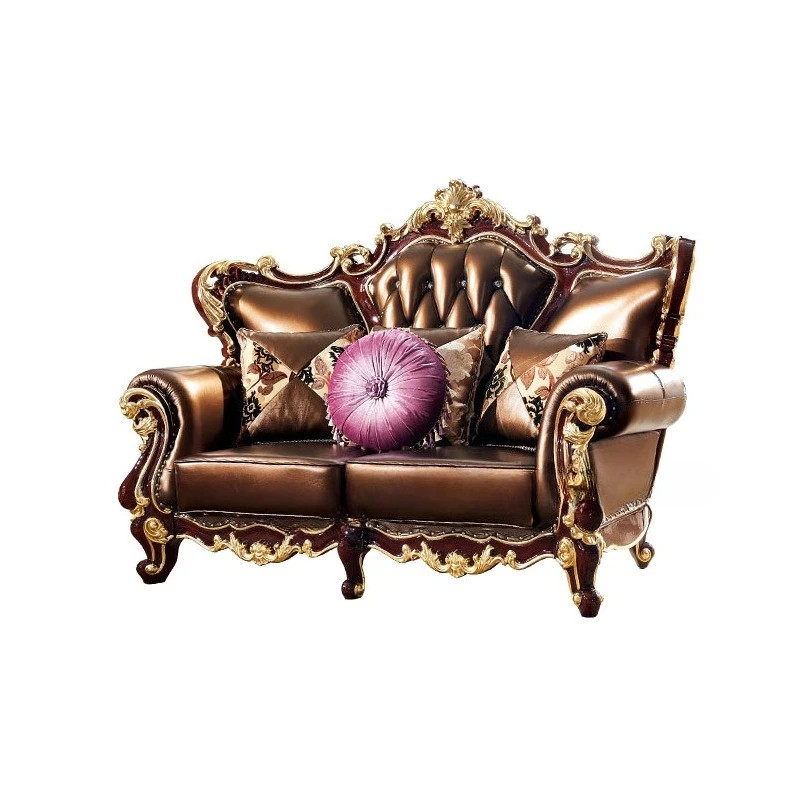 

Leather sofa 123 combination solid wood double-sided engraving