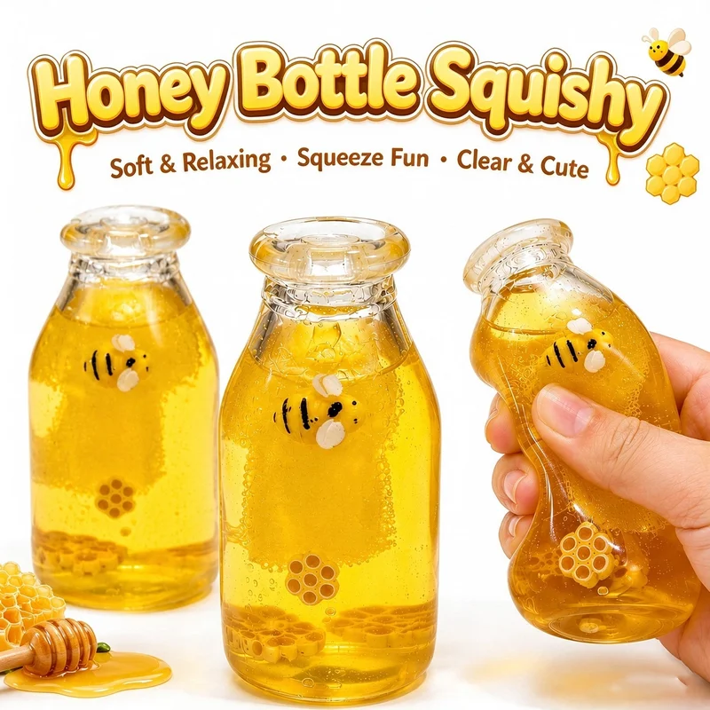 New Honey Jar Bottle Quick Rebound Handmade Ball Maltose Milk Bottle Squeeze Stress Relief Adults Kids Birthday Gift  squshy Toy
