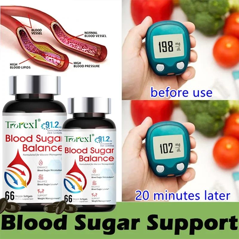 Blood Sugar Supplements Blood Sugar Balance Insulin Maintain Sugar Metabolism Support Diabetes and Cardiovascular Health