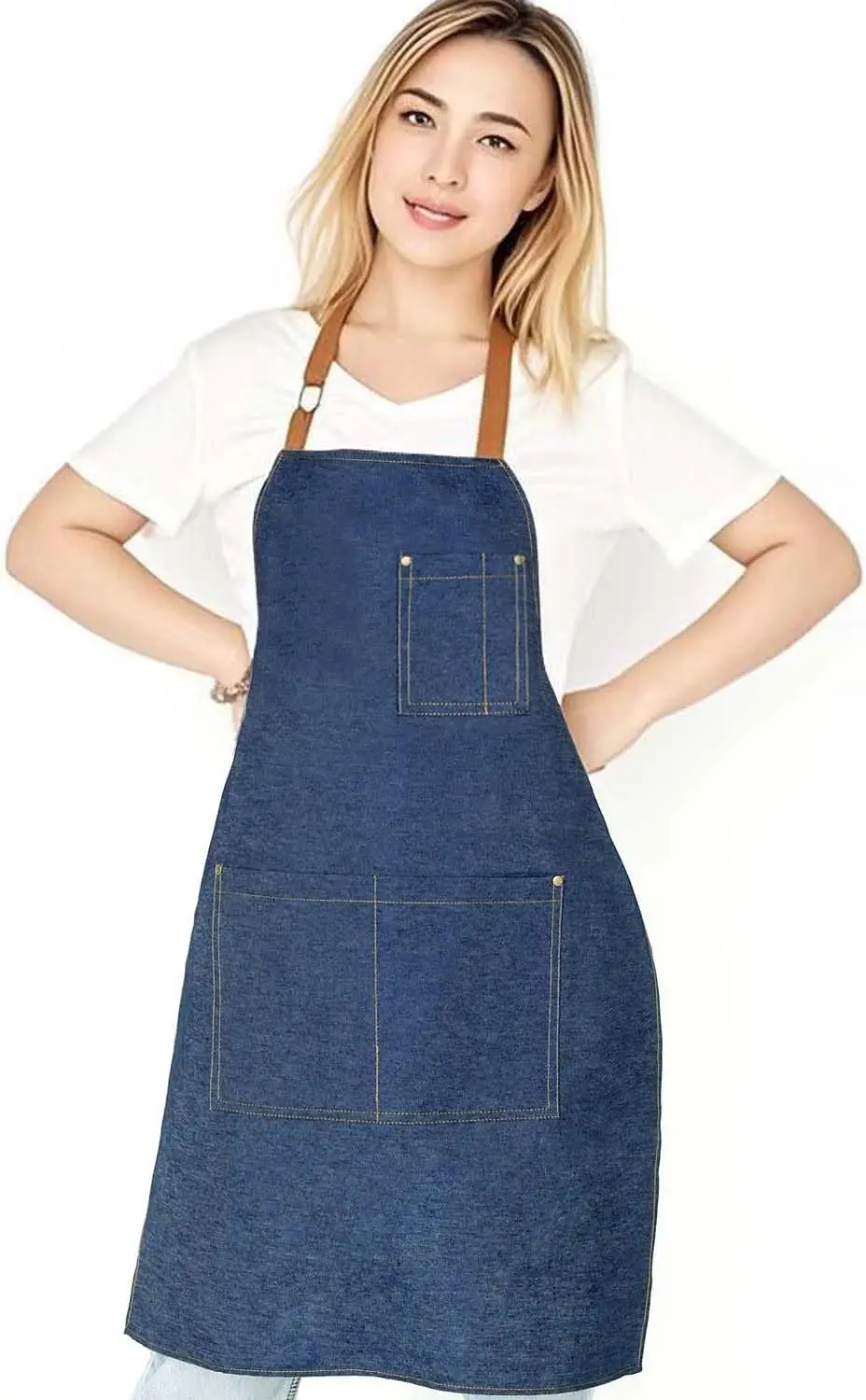 

Bib Apron with 2 Pockets Chef Cooking Kitchen Restaurant Aprons for Women