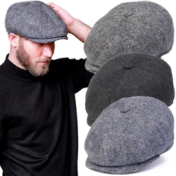 Fashion Wool Newsboy Caps Men Herringbone Flat Caps Women Coffee British Gatsby Caps Autumn Winter warm Woolen Hats gorras