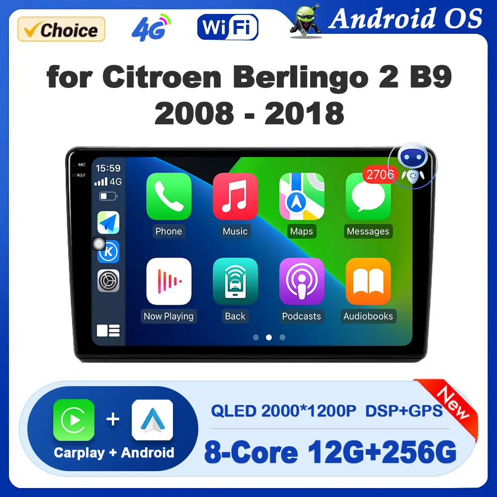 

Car Radio Multimedia Player for Citroen Berlingo 2 B9 2008 - 2018 Android System GPS Navigation DSP Stereo Bluetooth HD Screen