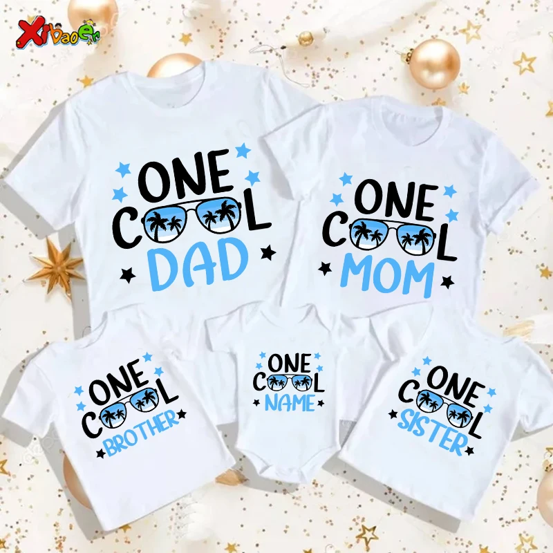 

One Cool Dude First Birthday T Shirt Family Matching Clothes Outfit Kids Personalized Name Outfit Shirt Boy Party Outfits Girls