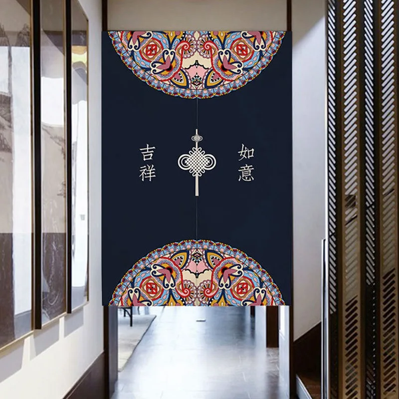 Cortinas de puerta con estampado chino tradicional, partición para dormitorio, restaurante, entrada, Feng Shui, cortinas decorativas para el hogar Noren
